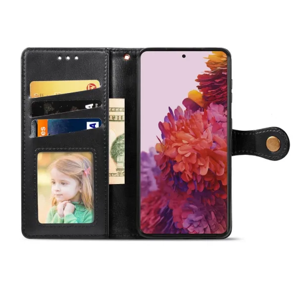 LEATHER BUCKLE Peňaženkový obal Samsung Galaxy S21 Ultra 5G čierny