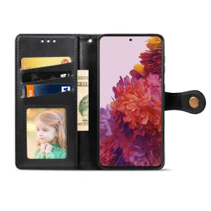 LEATHER BUCKLE Peňaženkový obal Samsung Galaxy S21 Ultra 5G čierny