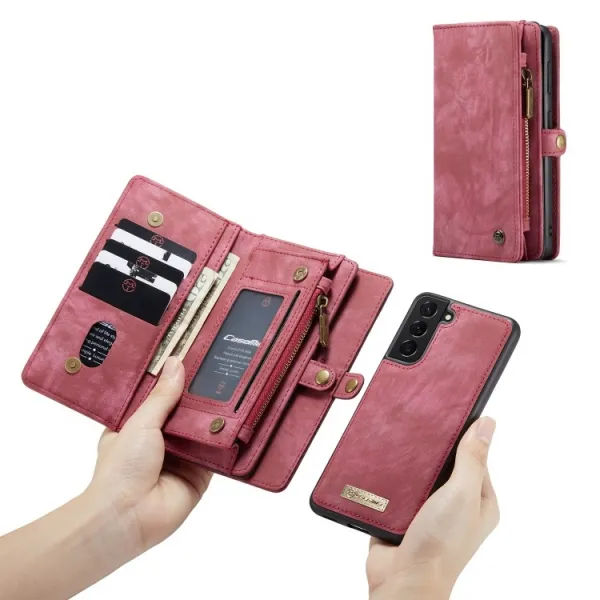 WALLET Ochranný kryt s peňaženkou 2v1 pre Samsung Galaxy S21 Plus 5G červený