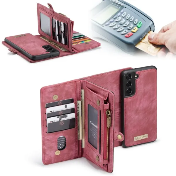 WALLET Ochranný kryt s peňaženkou 2v1 pre Samsung Galaxy S21 Plus 5G červený