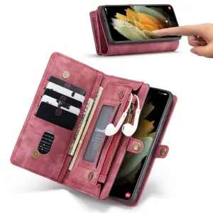 WALLET Ochranný kryt s peňaženkou 2v1 pre Samsung Galaxy S21 Plus 5G červený