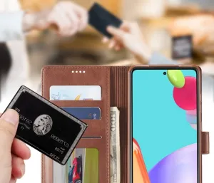 IMEEKE Peňaženkový kryt Samsung Galaxy  A52 / A52 5G / A52s tmavohnedý