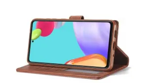 IMEEKE Peňaženkový kryt Samsung Galaxy  A52 / A52 5G / A52s tmavohnedý