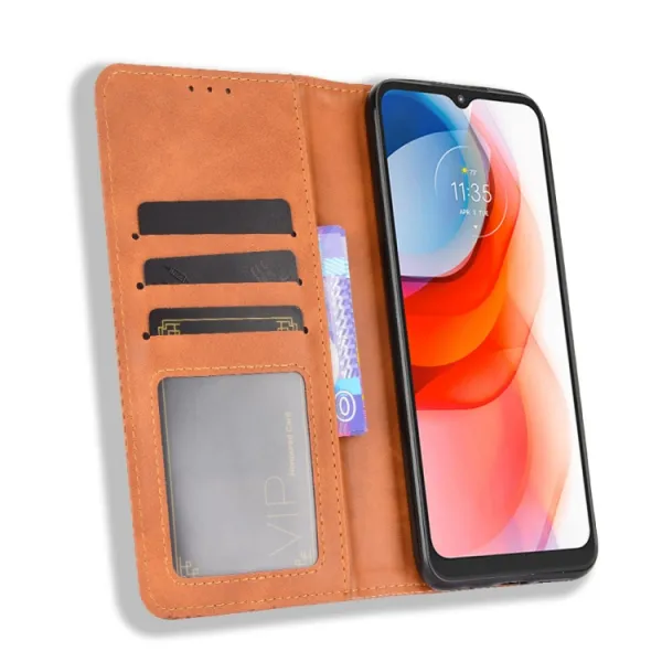 BUSINESS Peňaženkový kryt Motorola Moto G Play (2021) hnedý