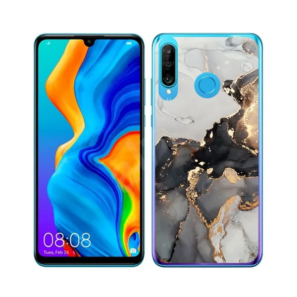 MY ART Ochranný kryt Huawei P30 Lite GREY MARBLE (140)
