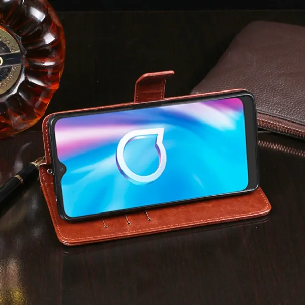 IDEWEI Peňaženkový kryt Alcatel 3L 2020 žltý