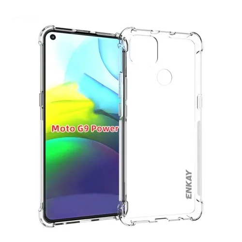 ENKAY AIRBAG Extra odolný kryt Motorola Moto G9 Power  priehľadný