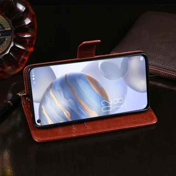 IDEWEI Peňaženkový kryt Oukitel C21 hnedý