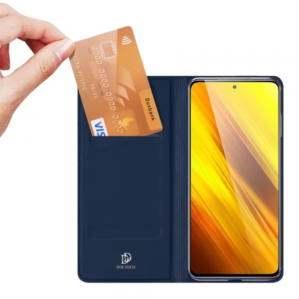 DUX DUCIS Skin Pro knižkové kožené puzdro na Xiaomi Poco M3 / Redmi 9T, modré