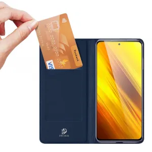 DUX DUCIS Skin Pro knižkové kožené puzdro na Xiaomi Poco M3 / Redmi 9T, modré
