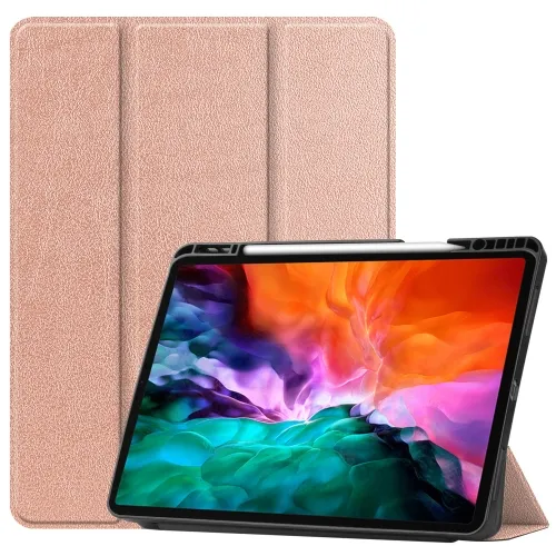 LEATHER Zaklápací obal Apple iPad Pro 12.9 2022 / 2021 ružový