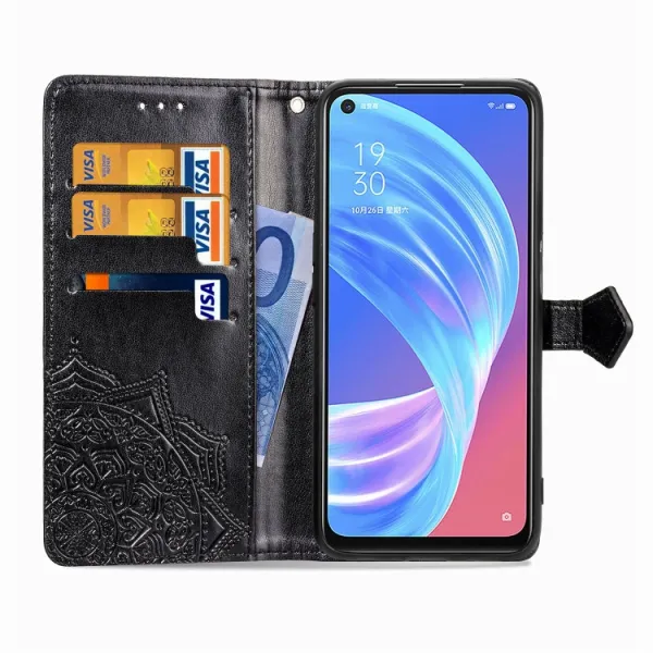 ART Peňaženkový kryt OPPO A52 ORNAMENT čierny