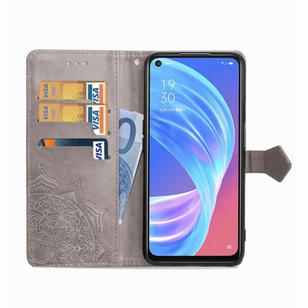 ART Peňaženkový kryt OPPO A52 ORNAMENT šedý