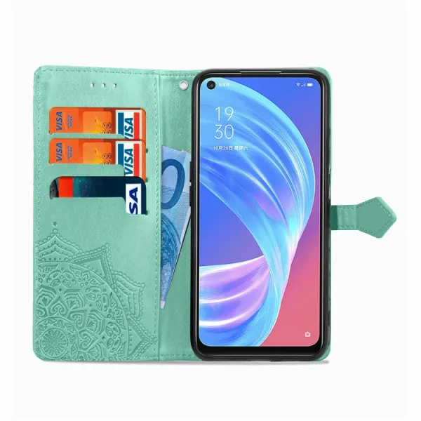 ART Peňaženkový kryt OPPO A52 ORNAMENT zelený