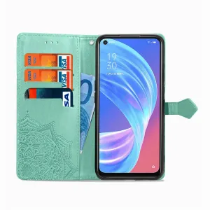 ART Peňaženkový kryt OPPO A52 ORNAMENT zelený