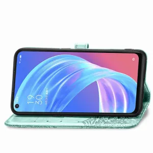 ART Peňaženkový kryt OPPO A52 ORNAMENT zelený