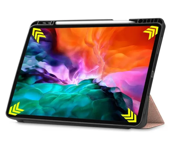 LEATHER Zaklápací obal Apple iPad Pro 12.9 2022 / 2021 ružový