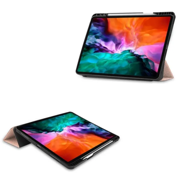 LEATHER Zaklápací obal Apple iPad Pro 12.9 2022 / 2021 ružový