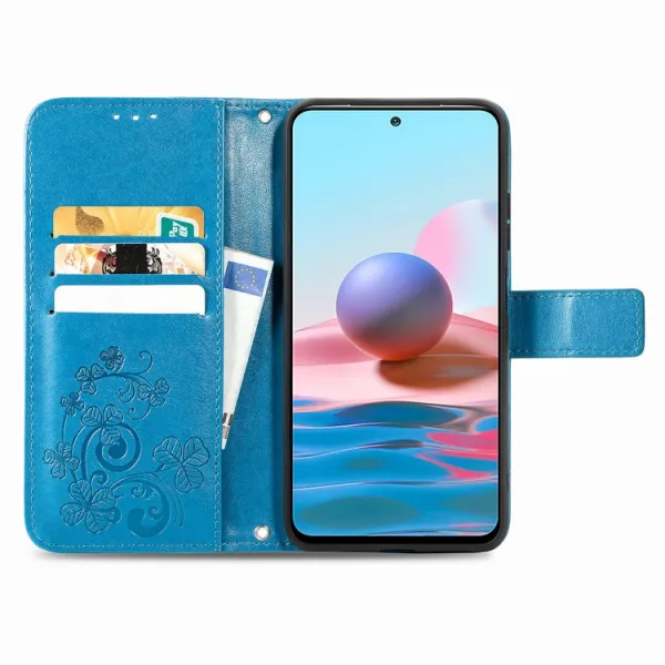 ART Peňaženkový kryt Xiaomi Redmi Note 10 / Note 10S FLOWERS modrý