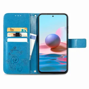 ART Peňaženkový kryt Xiaomi Redmi Note 10 / Note 10S FLOWERS modrý