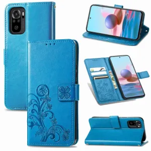 ART Peňaženkový kryt Xiaomi Redmi Note 10 / Note 10S FLOWERS modrý