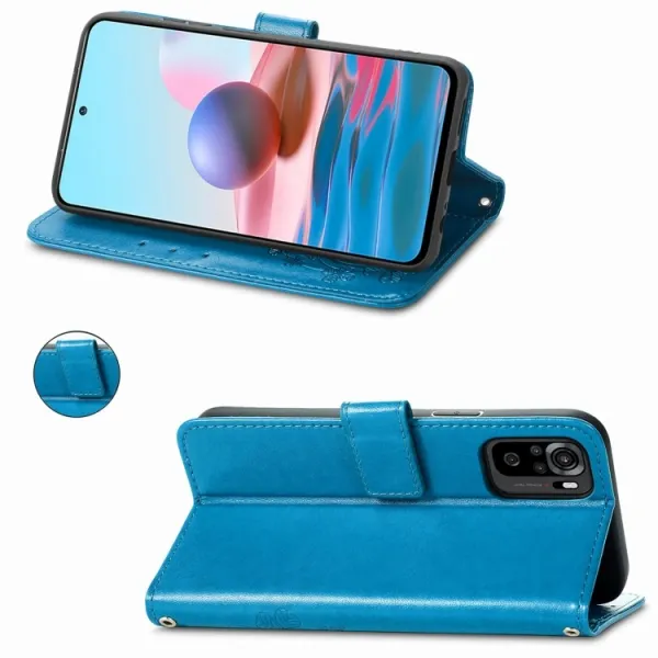 ART Peňaženkový kryt Xiaomi Redmi Note 10 / Note 10S FLOWERS modrý