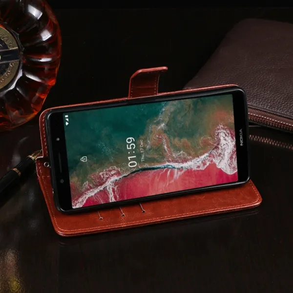 IDEWEI Peňaženkový kryt Nokia C1 Plus ružový