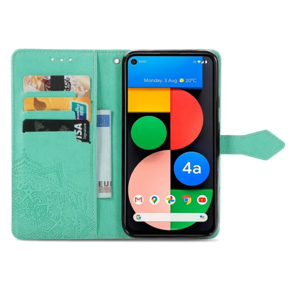 ART Peňaženkový kryt Google Pixel 5a 5G ORNAMENT zelený