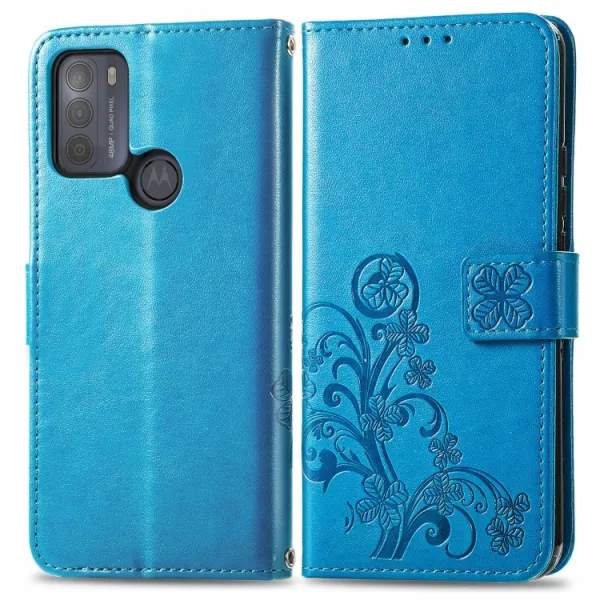 ART Peňaženkový kryt Motorola Moto G50 FLOWERS modrý