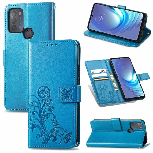 ART Peňaženkový kryt Motorola Moto G50 FLOWERS modrý