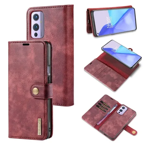 DG.MING Peňaženkový obal 2v1 OnePlus 9 červený