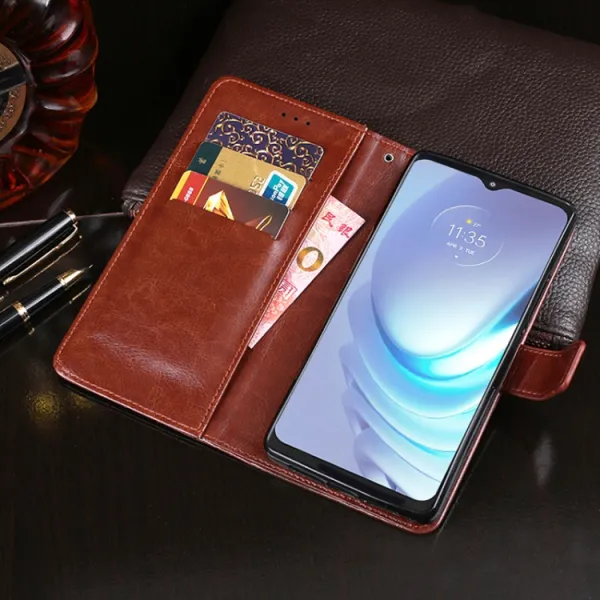 IDEWEI Peňaženkový kryt Motorola Moto G50 biely