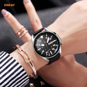 ENKAY Obal s tvrdeným sklom pre Samsung Galaxy Watch 3 41mm strieborný