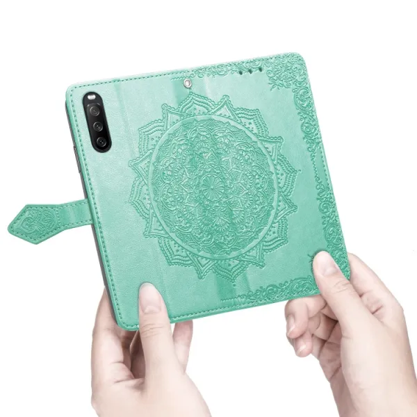 ART Peňaženkový kryt Sony Xperia 1 III ORNAMENT zelený