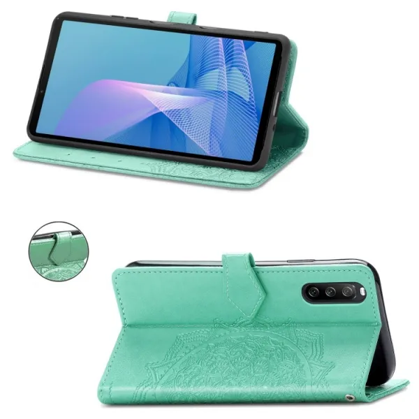 ART Peňaženkový kryt Sony Xperia 1 III ORNAMENT zelený
