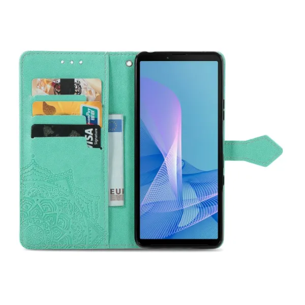 ART Peňaženkový kryt Sony Xperia 1 III ORNAMENT zelený