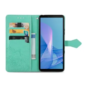 ART Peňaženkový kryt Sony Xperia 1 III ORNAMENT zelený