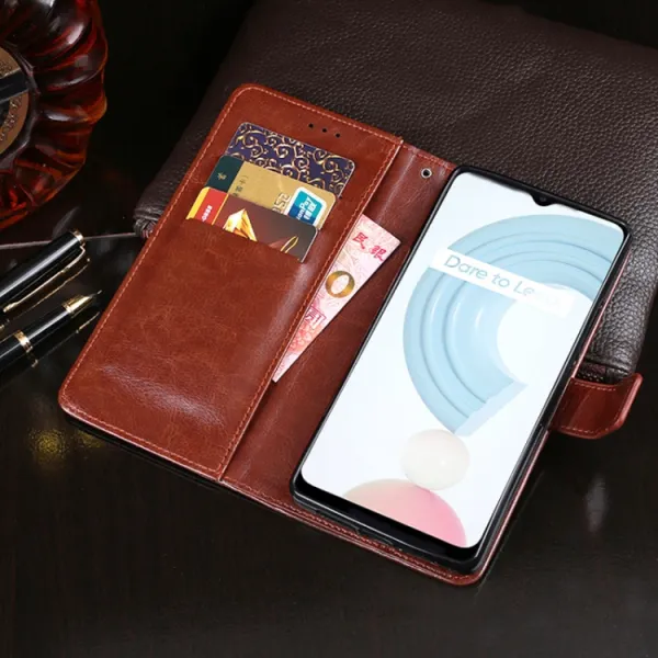 IDEWEI Peňaženkový kryt Realme C21 červený