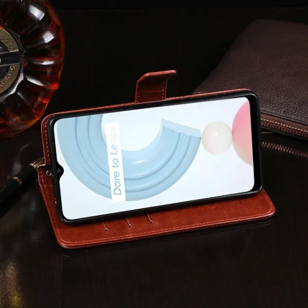 IDEWEI Peňaženkový kryt Realme C21 červený