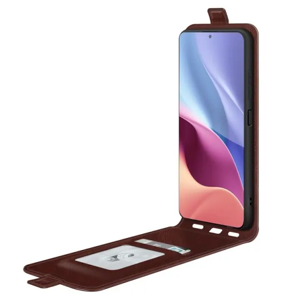 Vyklápacie puzdro Xiaomi Poco F3 hnedé