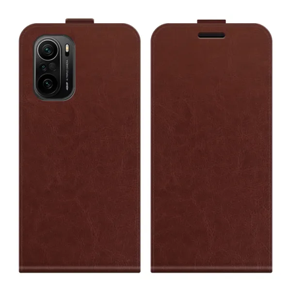 Vyklápacie puzdro Xiaomi Poco F3 hnedé