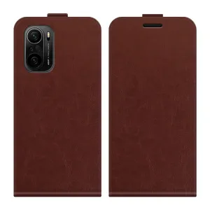 Vyklápacie puzdro Xiaomi Poco F3 hnedé