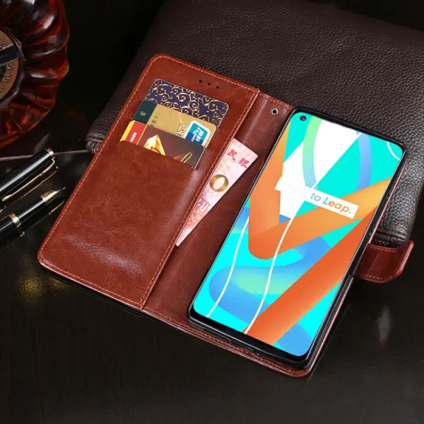 IDEWEI Peňaženkový kryt Realme 8 5G čierny