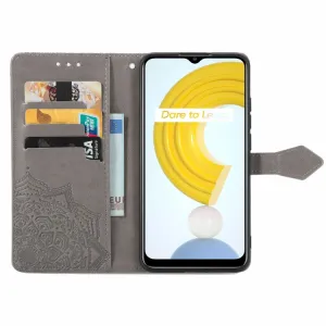 ART Peňaženkový kryt Realme C21 ORNAMENT šedý