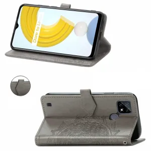 ART Peňaženkový kryt Realme C21 ORNAMENT šedý