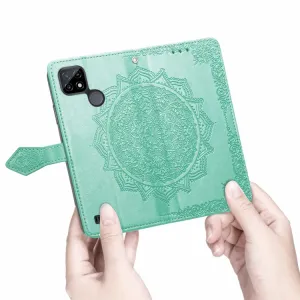 ART Peňaženkový kryt Realme C21 ORNAMENT zelený