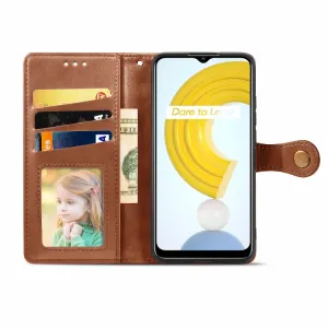 LEATHER BUCKLE Peňaženkový obal Realme C21 hnedý