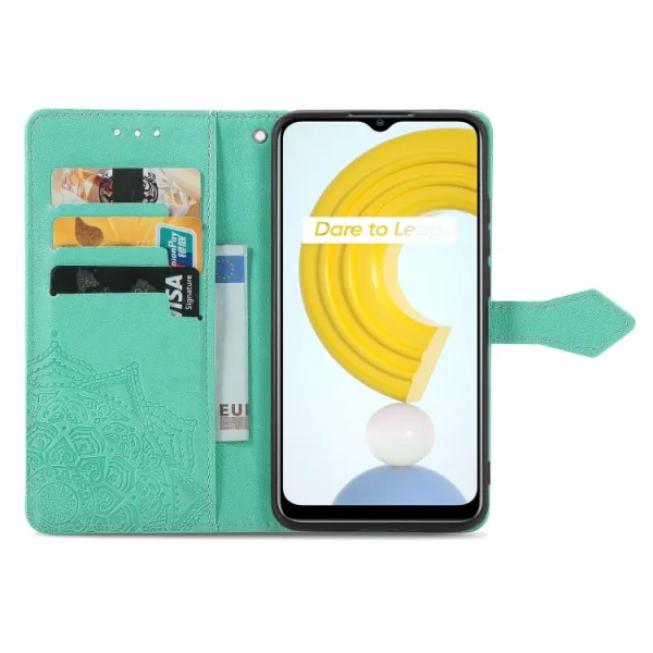 ART Peňaženkový kryt Realme C21 ORNAMENT zelený