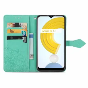 ART Peňaženkový kryt Realme C21 ORNAMENT zelený
