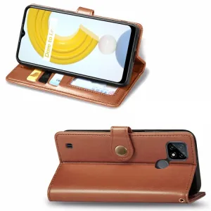 LEATHER BUCKLE Peňaženkový obal Realme C21 hnedý